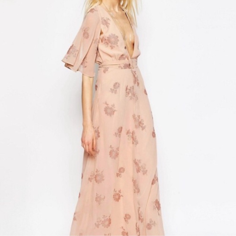 ASOS flutter sleeve Floral Maxi Dress